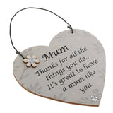 Maxbell Thanks for all the things you do ,It's great to  have a mum like you Handmade Wooden Heart Plaque/Sign Quote Gift for Mother
