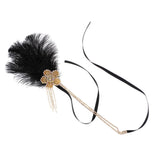 Lady Flower Crystal Feather Hair Chain Tassel Headpiece Hair Jewelry Black