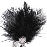 Crystal Chain Pearl Tassels Black Feather 1920s Headpiece Flapper Great Gatsby Headband Women Hair Accessory