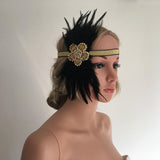 Beads Flower Bride Bridesmaid Party Headband Feather Headpiece Flapper Stretched Hairband Fancy Dress