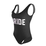 Bride Letter Print Women Bikini Bodysuit Swimsuit Beachwear Monokini S Black