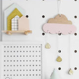 Cute Wood Cloud with Drops Wall Hanging Art Decor Kids Room Ornament Pink