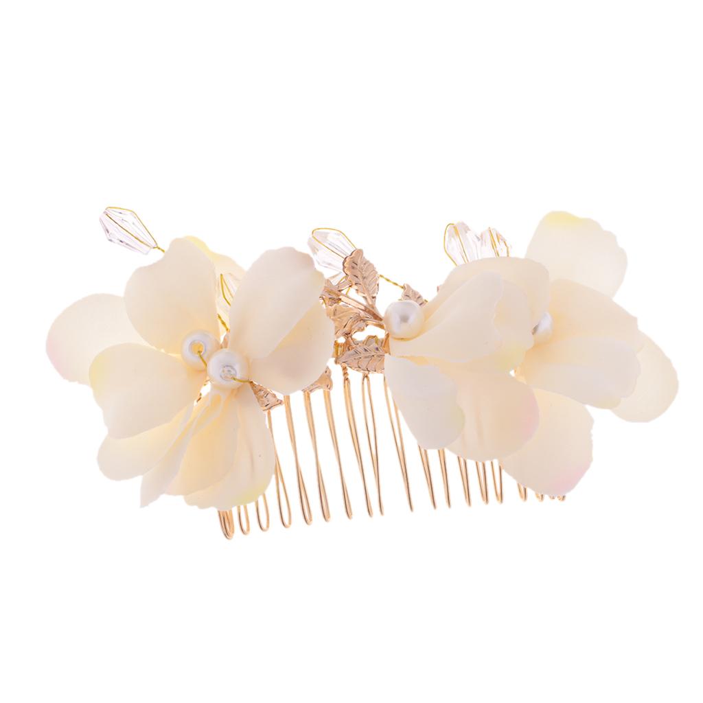 Fashion Charming Women's Faux Pearls Petunia Petal Comb Flower Hair Pin Hair Clip Party Prom Hairpin Hair Accessory