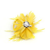 Vintage Feather Fascinator 1920s Great Gatsby Hair Clips Yellow