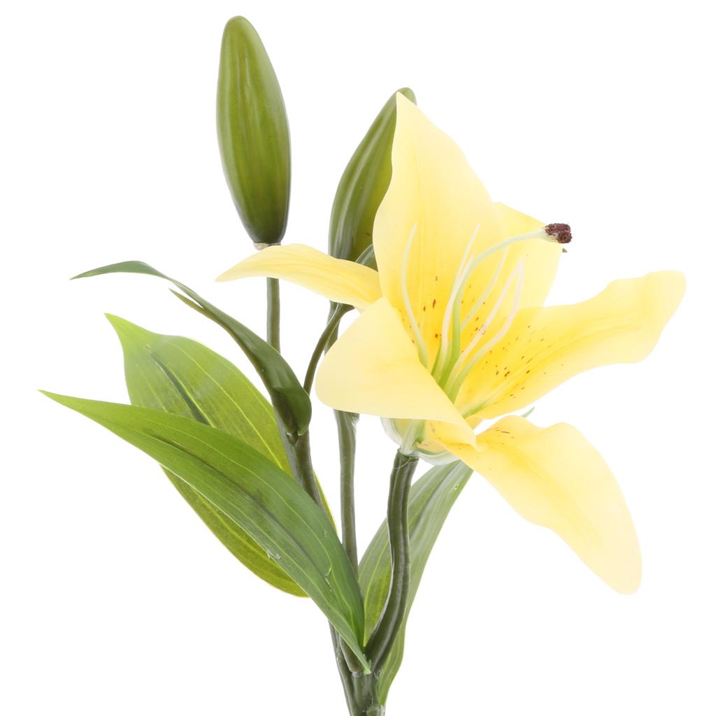 5 Pieces/Sheaf Artificial Lily Flower Wedding Home Bouquet Decor Yellow