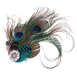 Vintage Peacock Feather Crystal Flower Hair Clip Headpiece Hair Costume