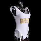 Bride Gold Letters Print Women Bikini Bodysuit Swimsuit Beachwear Monokini S