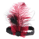 Indian Wine Feather Headpiece Charleston Flapper Headband Sequins Rhinestone Elastic Fascinator Fancy Dress Costume Props