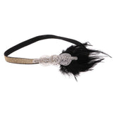 Vintage Black Feather Headband Wedding Headpiece Great Gatsby Flapper Fancy Dress