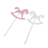 30pcs Paper Horse Cupcake Picks Cake Toppers Party Baby Shower Pink