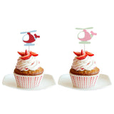 10pcs Helicopter Cake Cupcake Topper Food Picks Birthday Party Cake Decor Pink,Green