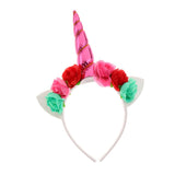 Unicorn Horn Ear Flower Headband Fancy Dress Cosplay Hairband pink