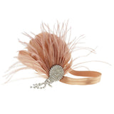 Wedding Church Ascot Race Feather Hairband 20s Gatsby Rhinestone Forehead