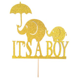 20pcs Glitter Elephant Its a Boy Cake Topper Cupcake Picks Party Baby Shower