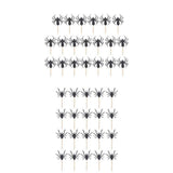 Max 20x Black Spider Cake Cupcake Toppers Picks Halloween Party Decor Supplies 1