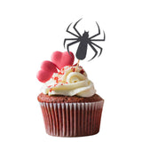 Max 20x Black Spider Cake Cupcake Toppers Picks Halloween Party Decor Supplies 1