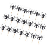 Max 20x Black Spider Cake Cupcake Toppers Picks Halloween Party Decor Supplies 1