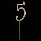 Glitter Crystal Rhinestone Number Figure Cake Topper Cupcake Picks Gold 5