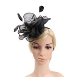 Lady Flower Fascinator Hat 1920s Gatsby Bridal Headband Cocktail Party Black