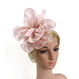 Lady Flower Fascinator Hat 1920s Gatsby Bridal Headband Cocktail Party Pink