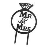 Unique Diamond Ring Mr Mrs Silhouette Cake Topper Wedding Anniversary Party Black Acrylic Cake Decoration