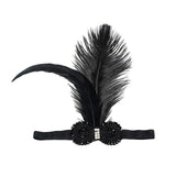 Woman Stretch Feather Headband Charleston Party Rhinestone Beads Headpieces