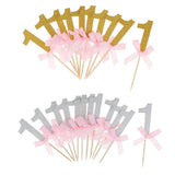 Maxbell 12 Glitter Number One Cake Cupcake Topper Pick Kid 1st Birthday Decor Gold