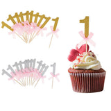 Maxbell 12 Glitter Number One Cake Cupcake Topper Pick Kid 1st Birthday Decor Gold