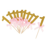 Maxbell 12 Glitter Number One Cake Cupcake Topper Pick Kid 1st Birthday Decor Gold