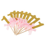 Maxbell 12 Glitter Number One Cake Cupcake Topper Pick Kid 1st Birthday Decor Gold