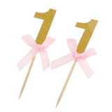 Maxbell 12 Glitter Number One Cake Cupcake Topper Pick Kid 1st Birthday Decor Gold