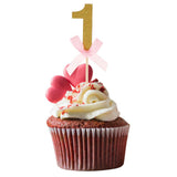 Maxbell 12 Glitter Number One Cake Cupcake Topper Pick Kid 1st Birthday Decor Gold