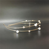 Fashion Women Rhinestone Double Two Row Headband Tiara Jewelry Pearl