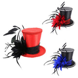 Vintage Feather Fascinator Top Hat Wedding Bridal Woman Fancy Dress Red