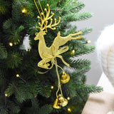 Christmas Tree Hanging Reindeer Elk Deer Bell Xmas Party Decor Gifts Gold