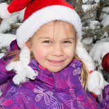 Christmas Santa Hat with Pigtails Pom Pom Beanie for Kids Girls Adults Cos