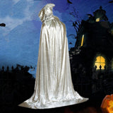 Maxbell Christmas Shining Full Length Hooded Cloak Witch Gothic Long Rope Silver