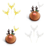 20 Pieces Reindeer Cake Topper Christmas Treat Party Food Picks Gold