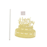 Glitter Hollow out Happy Birthday Cupcake Topper Cake Pick Party gold