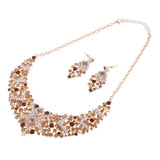 Maxbell Rustic Bridal Jewelry Set Crystal Necklace Earring Wedding Party Accessory