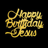 Happy Birthday Jesus Glitter Cake Topper Christmas Party Decoration Gold