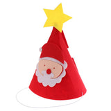 Merry Christmas DIY Red Felt Fabric Cone Hat Santa Claus Star Cap Kids Birthday Fancy Dress Costume Prop