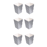 6 Shiny Silver Stripes Paper Popcorn Boxes Snack Food Treat Bags Party Tableware