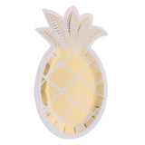 8x Shiny Gold Pineapple Shaped Paper Plates Party Disposable Tableware