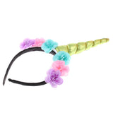 Decorative Flower Unicorn Headband Girls Party Fancy Dress Green