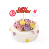 3 Pieces Happy Birthday Lollipop Dress Cake Topper Party Cake Decor Red