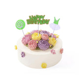 3 Pieces Happy Birthday Lollipop Dress Cake Topper Party Cake Decor Green