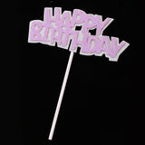 3 Pieces Happy Birthday Lollipop Dress Cake Topper Party Cake Decor Purple