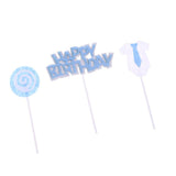 Maxbell Pack of 3 Happy Birthday Cake Topper Baby Boy Clothes Lolly Kids Party Cake Decor