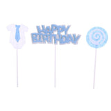 Maxbell Pack of 3 Happy Birthday Cake Topper Baby Boy Clothes Lolly Kids Party Cake Decor